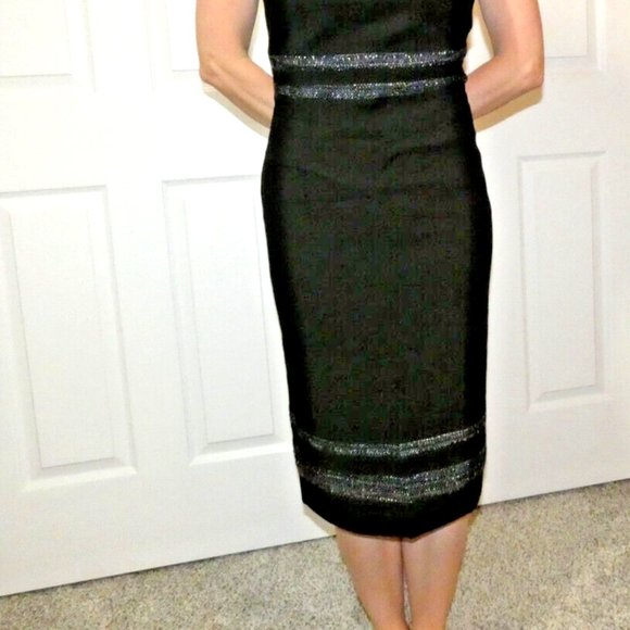 WHBM Dress size 8 Black Glitter Accent Sleeveless Shift Business Office Party - Picture 4 of 11